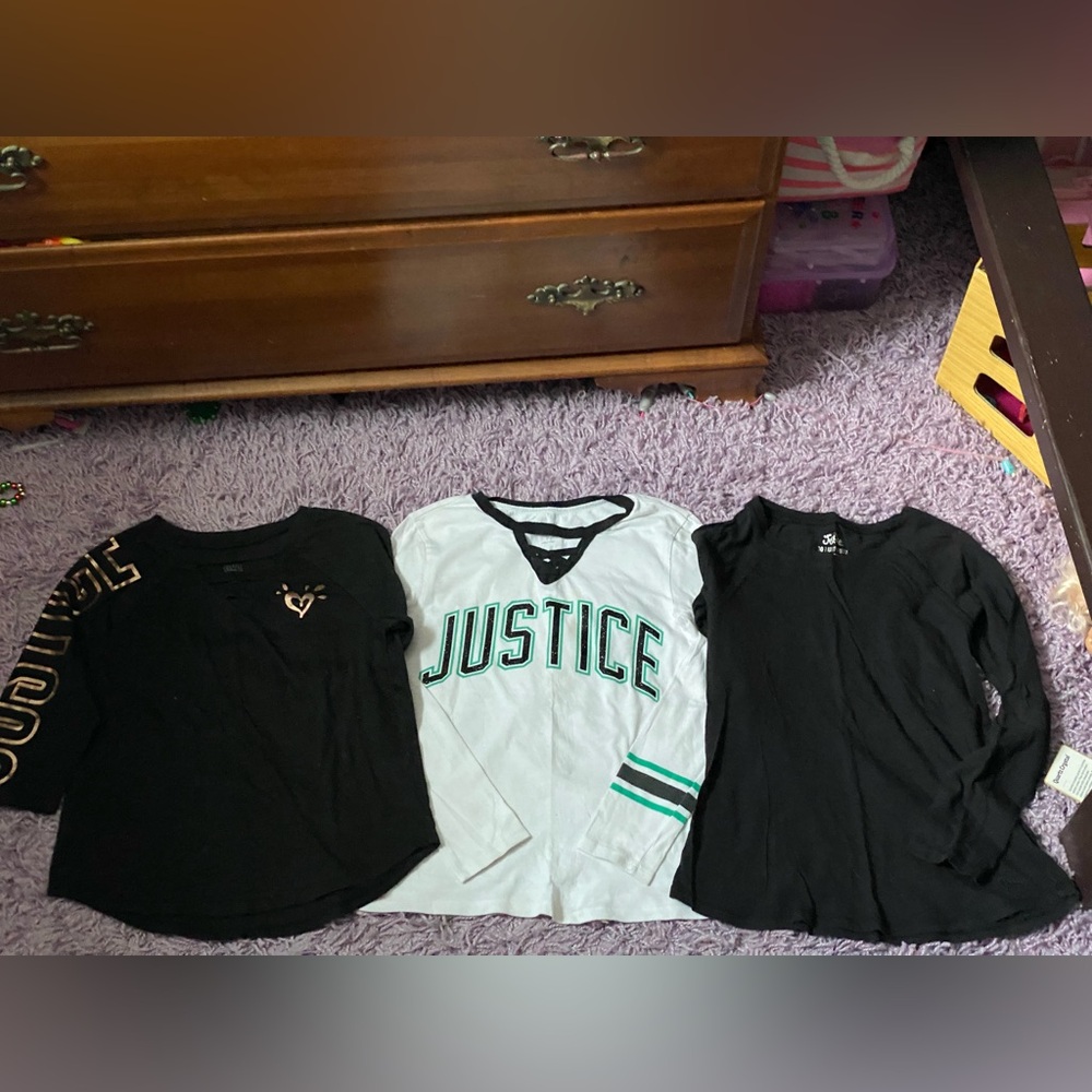 3 Justice long sleeve shirts size 10